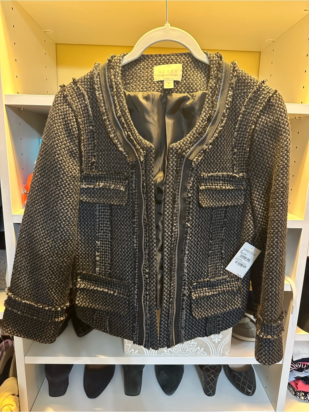 Hinge Women's Black/Castlerock Textured Tweed Jacket